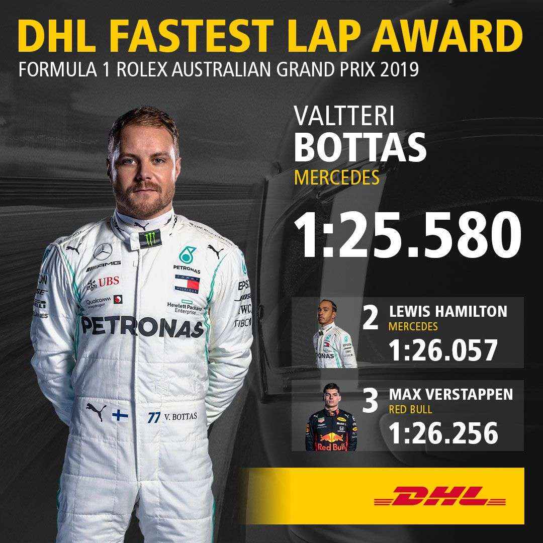 Valtteri Bottas obtiene la vuelta más rápida en Australia y un punto extra para el campeonato de F1