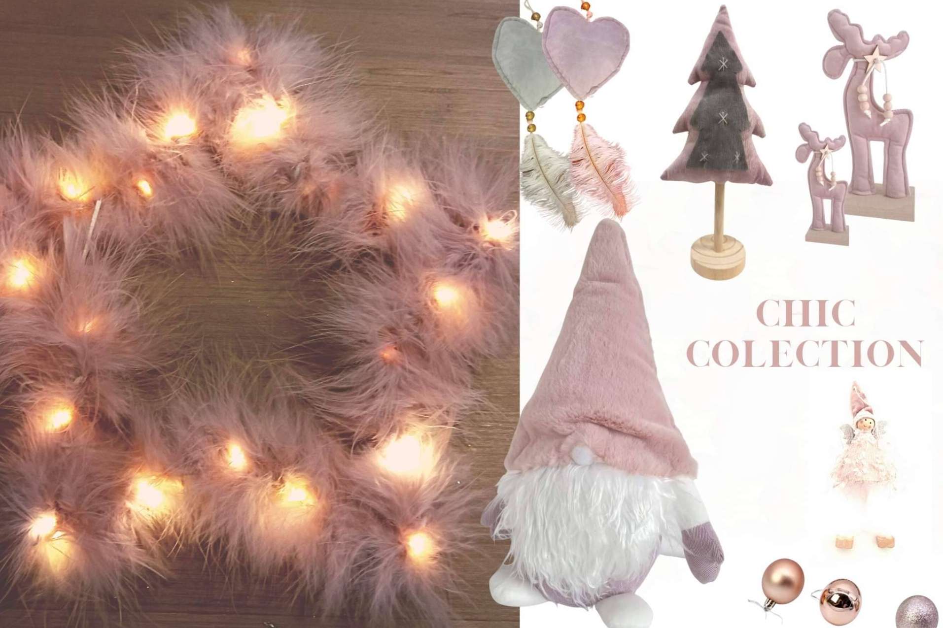 Iglú Tiendas ofrece distintos elementos de decoración Navidad rosa y plata durante el Black Friday