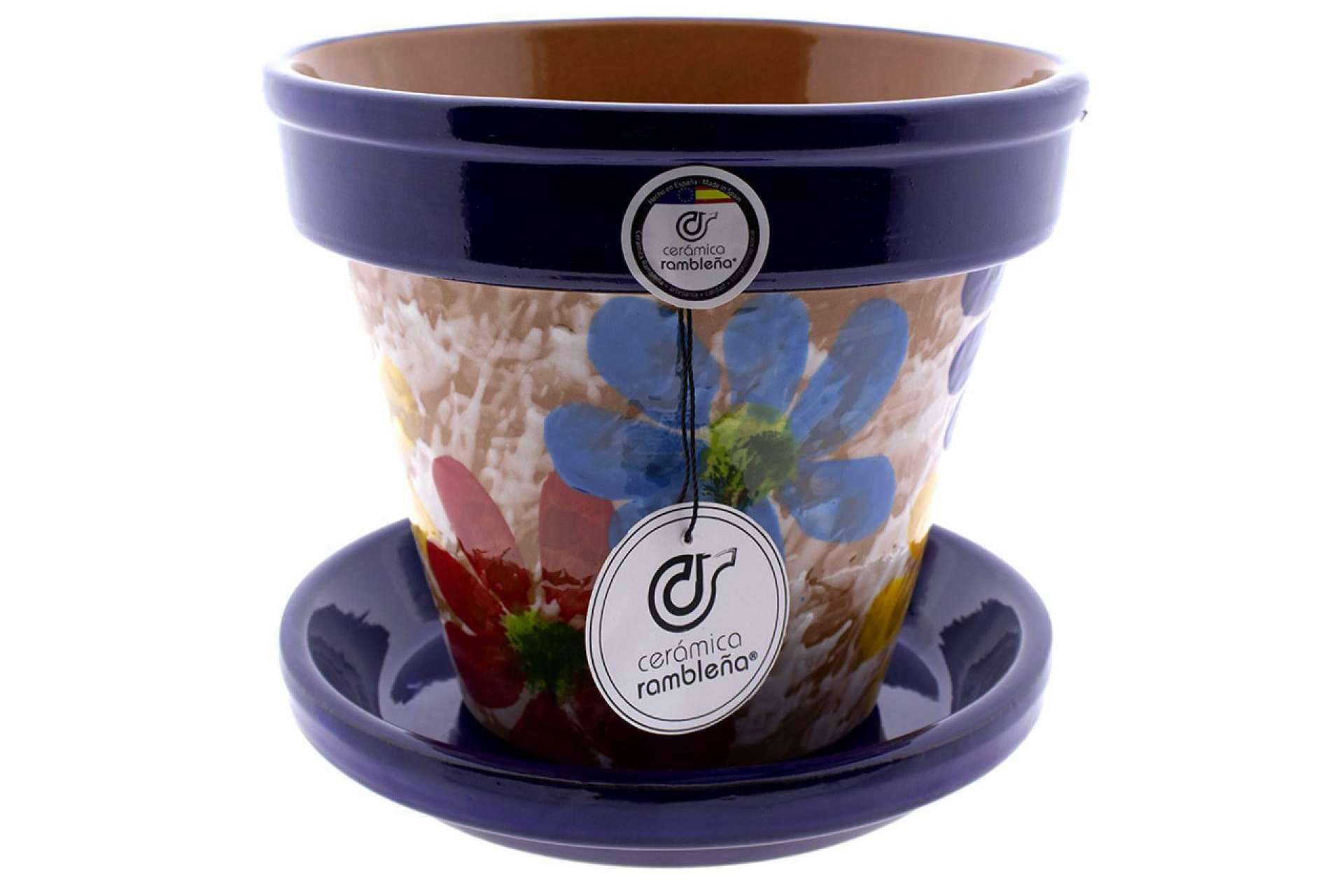 Macetas para flores decoradas a mano de la marca Cerámica Rambleña