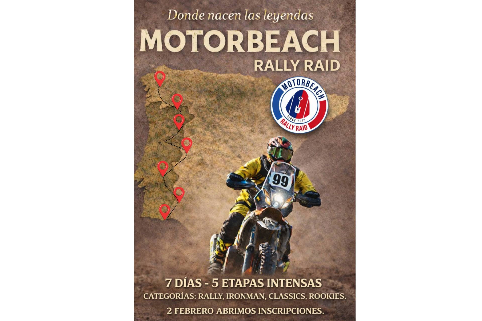 Motorbeach Raid 2026 combina motos off road, aventura y resistencia en un evento por etapas